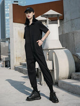 Cyberpunk Black Loose Print Jumpsuits
